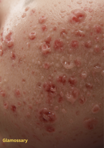 acne on cheeks showing textured skin with gentle blush application suitable for sensitive skin